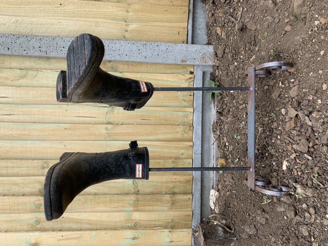 Steel Wellington boot holder detail